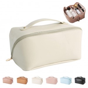 Simple Fashion Large Capacity Travel Cosmetic Bag Portale PU Leather Makeup Storage Travel Toiletry Bag