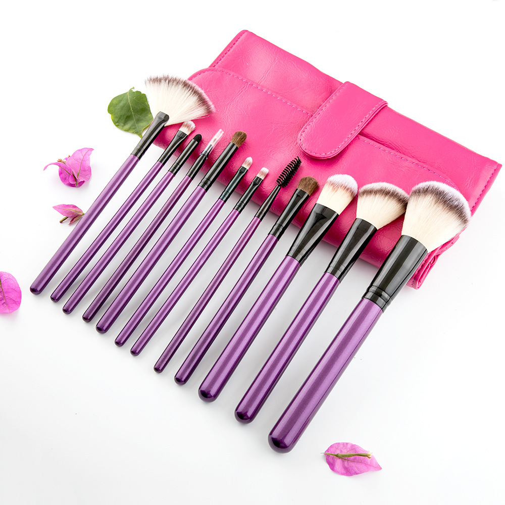purple handle makeup brushes set