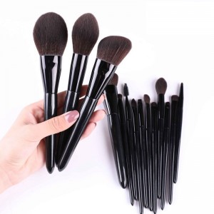 Private label Vegan hair 14pcs black cosmetic brush set