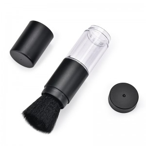 OEM Refillable Retractable Cosmetic Brush Soft Goat Synthetic Hair Makeup Brush Dispensing Powder Brush