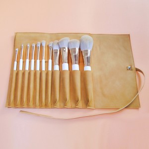 Factory Direct 11Pcs Cosmetic Brush Set White Vegan Contour Eyeliner Lip Brush with Makeup Bag