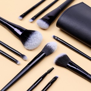 OEM ODM High Quality 11PCS Black Makeup Brush Sets Vegan Cosmetic Tools with Beauty Bag