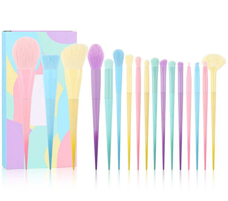 Factory Custom 17 Pcs Colourful Makeup Brush Set Premium Synthetic Kabuki Foundation Blending Brushes Tools Featured Image