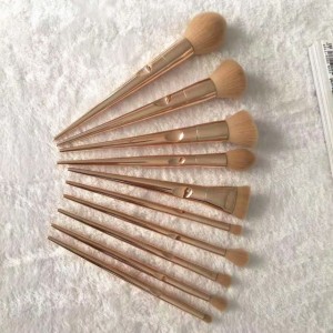 Custom synthetic hair 10pcs groove handle makeup brush set