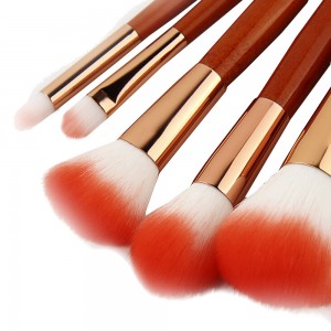 OEM 2 color vegan hair makeup brushes set Red handle face brushes
