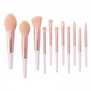 11pcs Long Aluminum Ferrule Synthetic hair Makeup Brush Set Factory