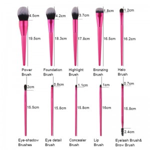 Private label 10pcs cruelty free synthetic hair makeup brush set powder contour foundation brush