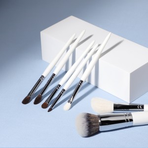 New Arrival Beauty Tools Custom Premium White Goat Hair Powder Kabuki Eye shadow Makeup Brush Sets