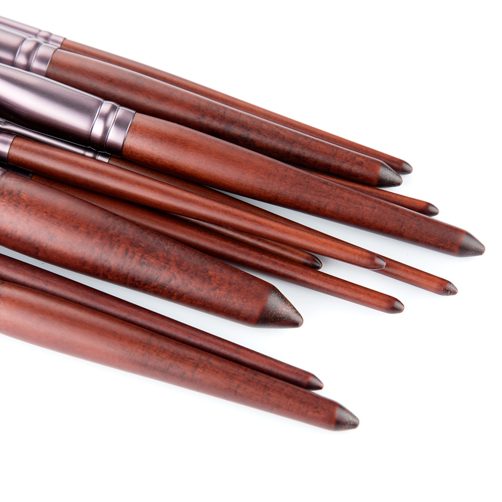 wood handle makeup brush set