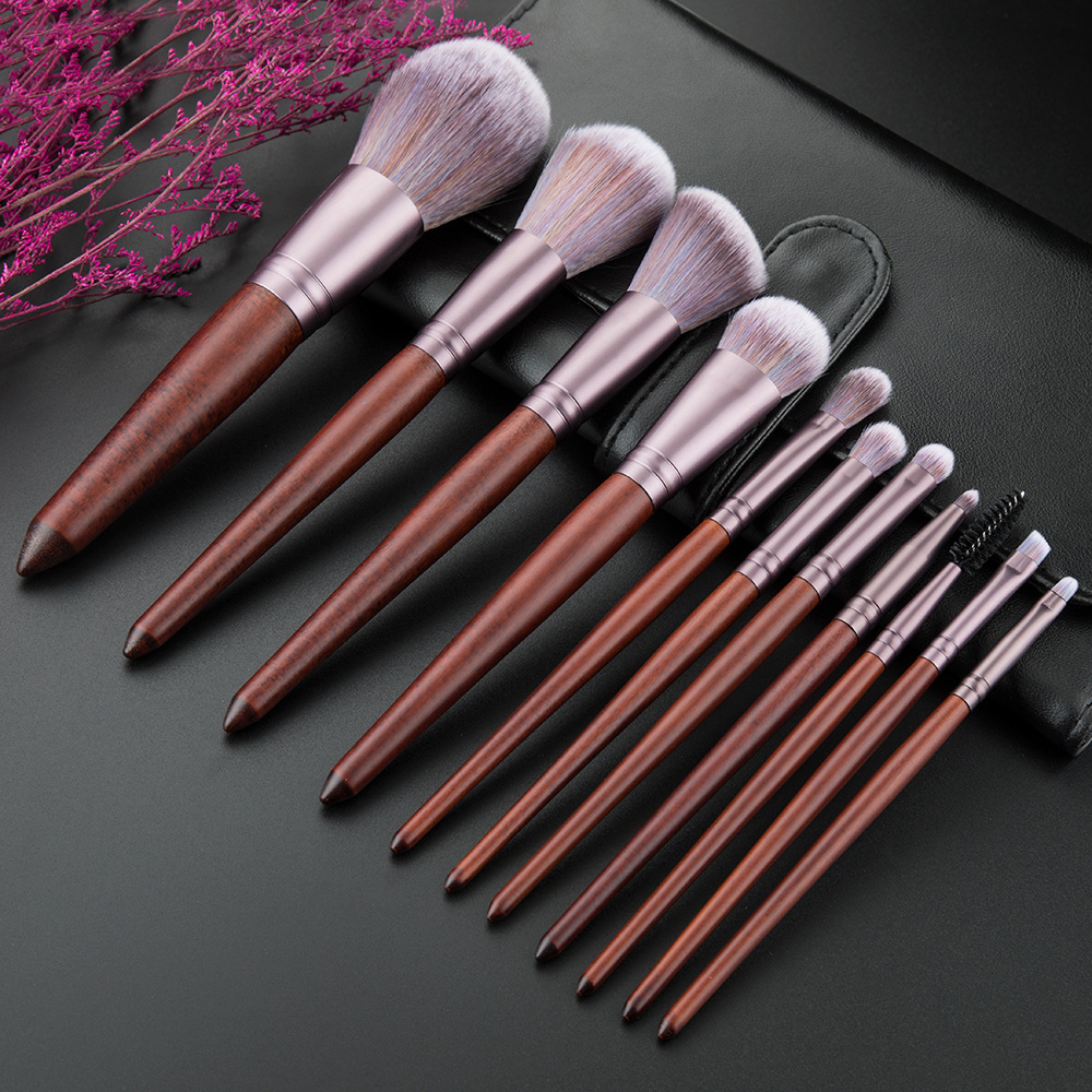 wood makeup brush set