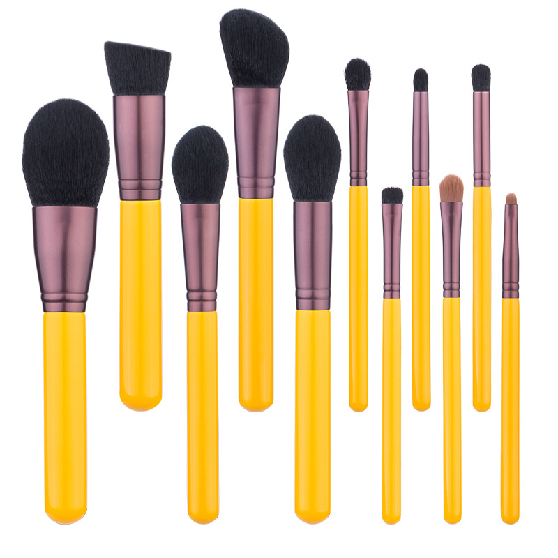 yellow handle makeup brush set