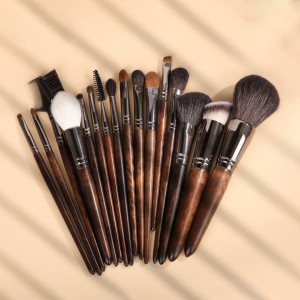 Professional OEM 16 PCS Wooden Hanld Make Up Private Label Brush Daily Makeup Kit Animal Hair