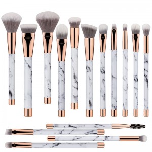 China makeup brush factory of 15pcs marble look makeup brush set