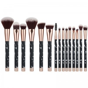 China makeup brush factory of 15pcs marble look makeup brush set